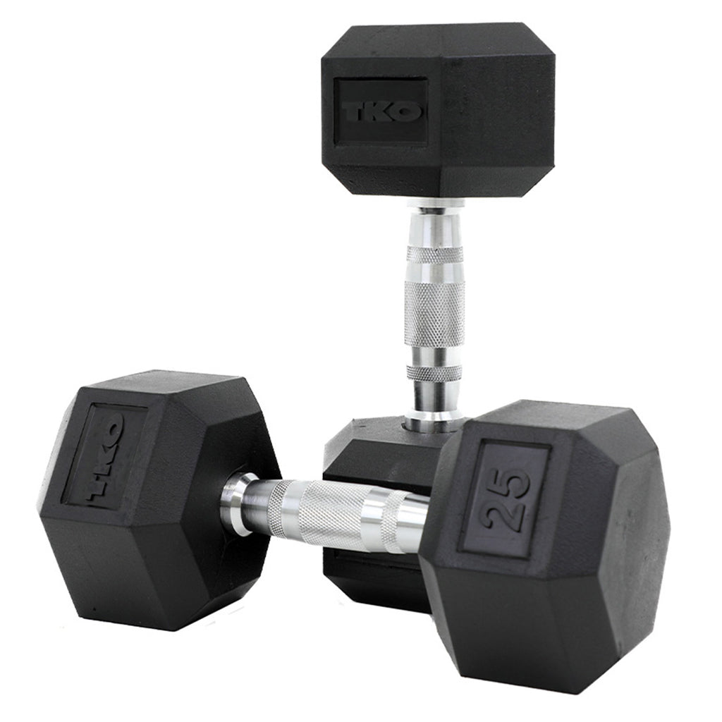 TKO Rubber Hex Dumbbells w/ Contoured Grip