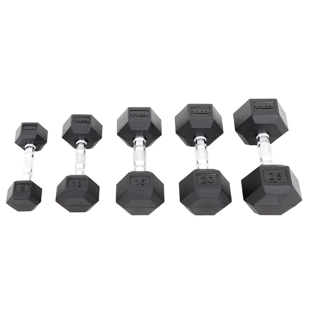 TKO Rubber Hex Dumbbells w/ Contoured Grip thumbnail 4